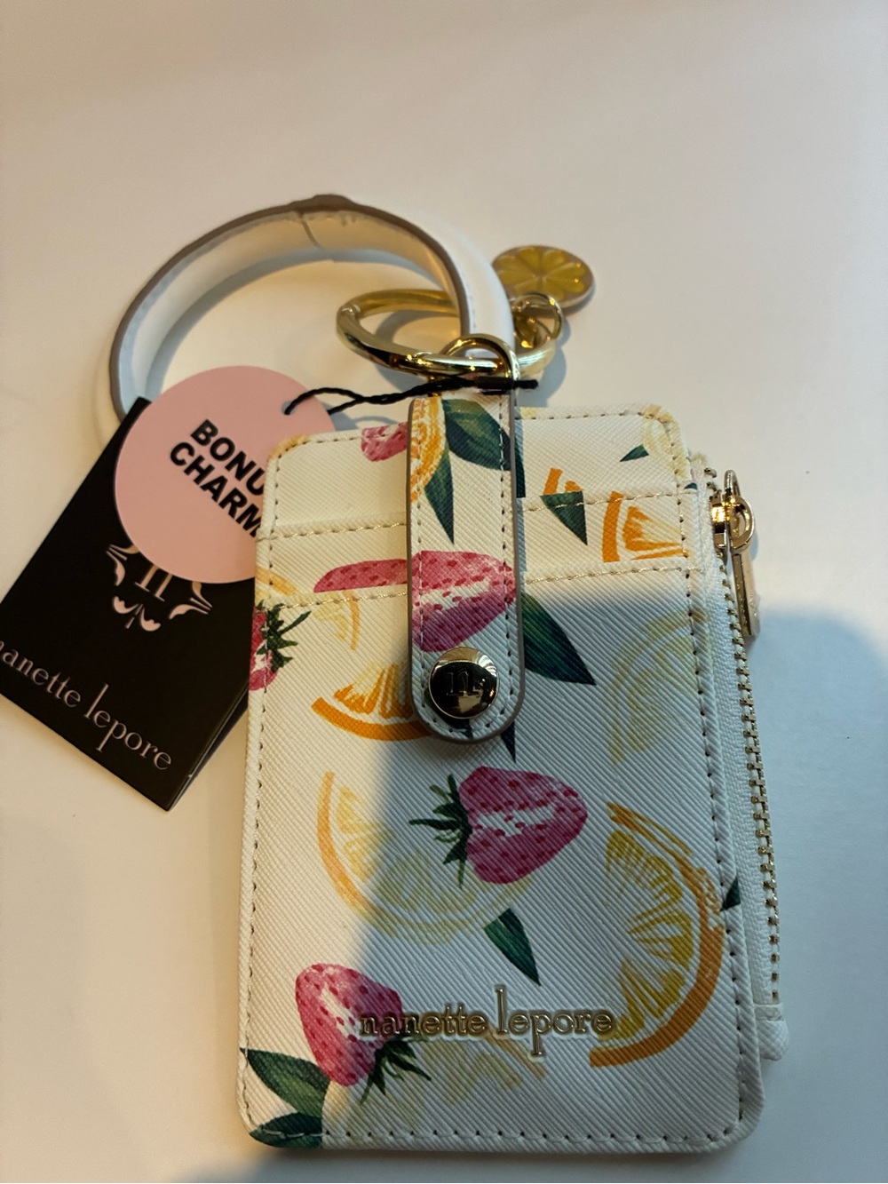 Nanette Lepore Juicy Fruit Print Card Holder and Bonus Charm